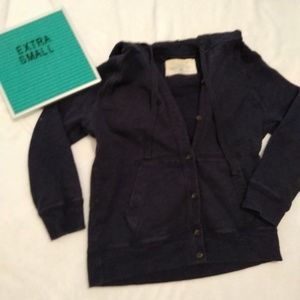 J. Crew ruffled frence terry. Button up hoodie. XS